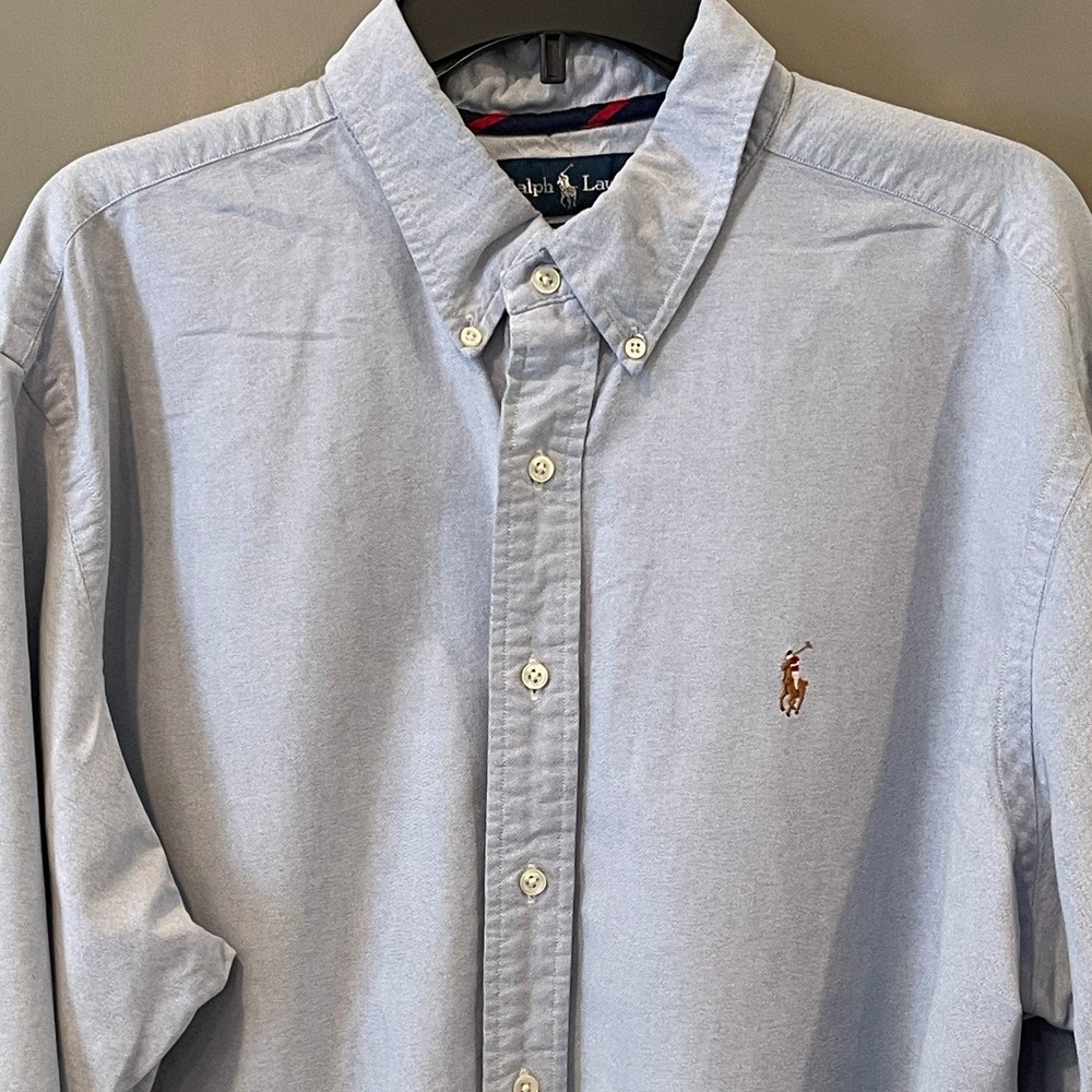 Polo Ralph Lauren Mens XXL Light Blue Oxford Button Down Shirt Classic Fit Pony