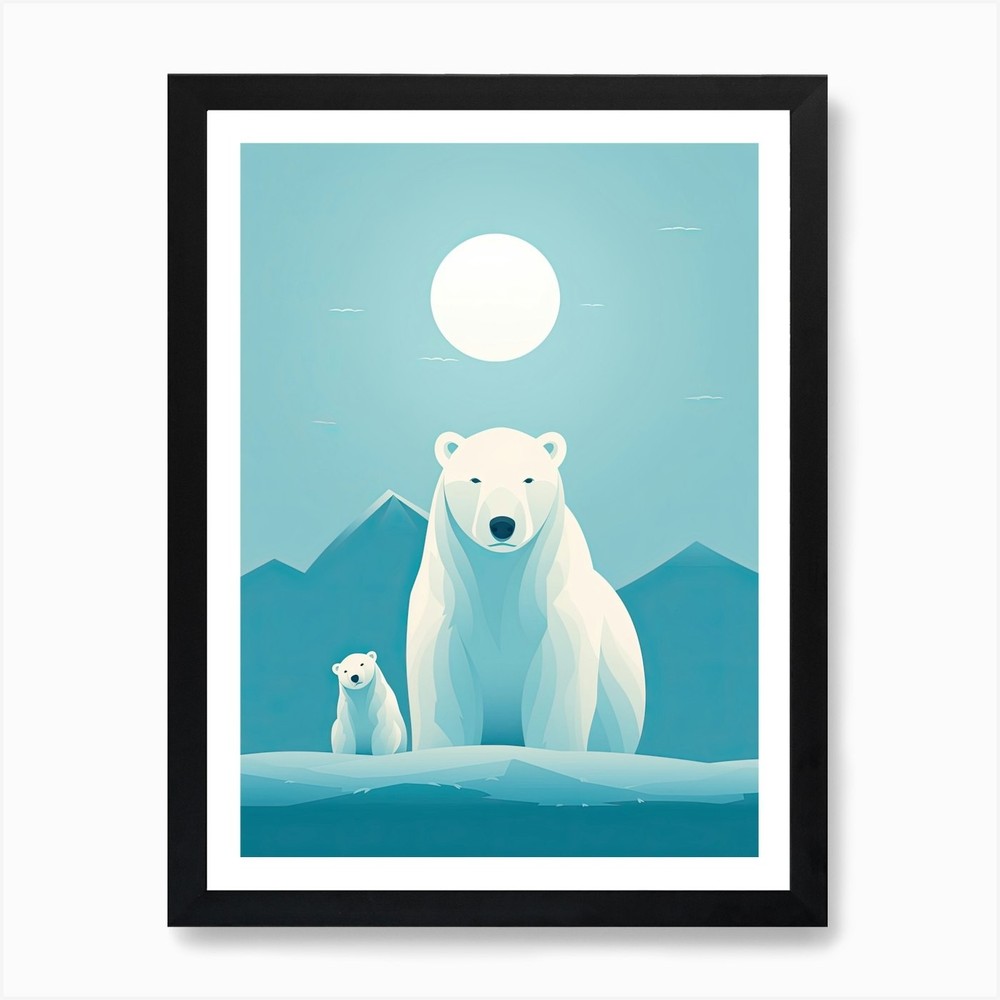 Arctic Harmony; A Polar Bear Family Framed Wall Art Poster Canvas Print Picture