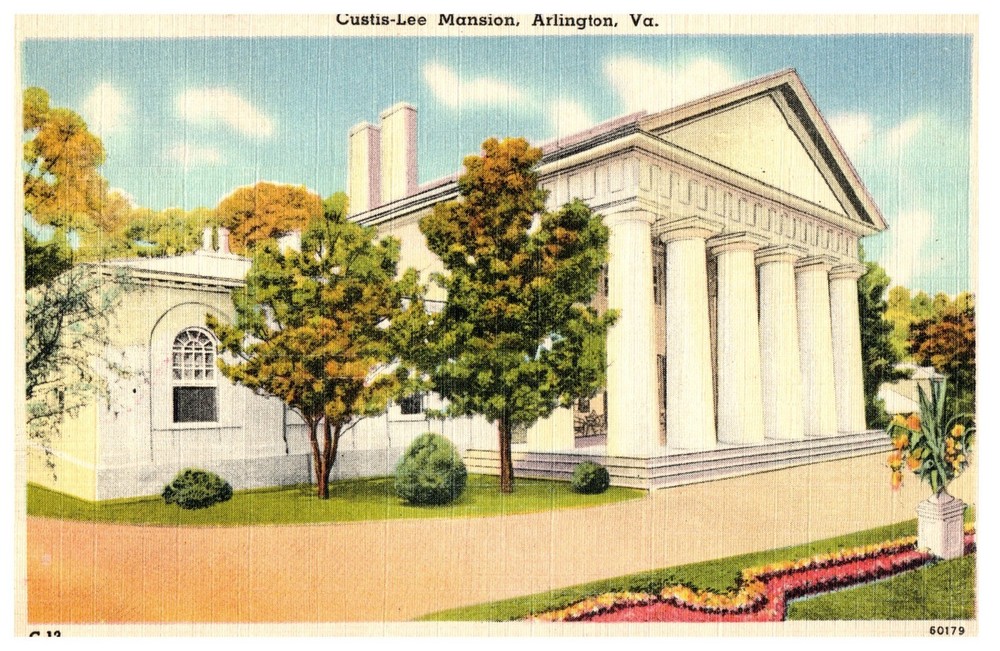 POSTCARD VTG Custis Lee Mansion Arlington VA Virginia Linen