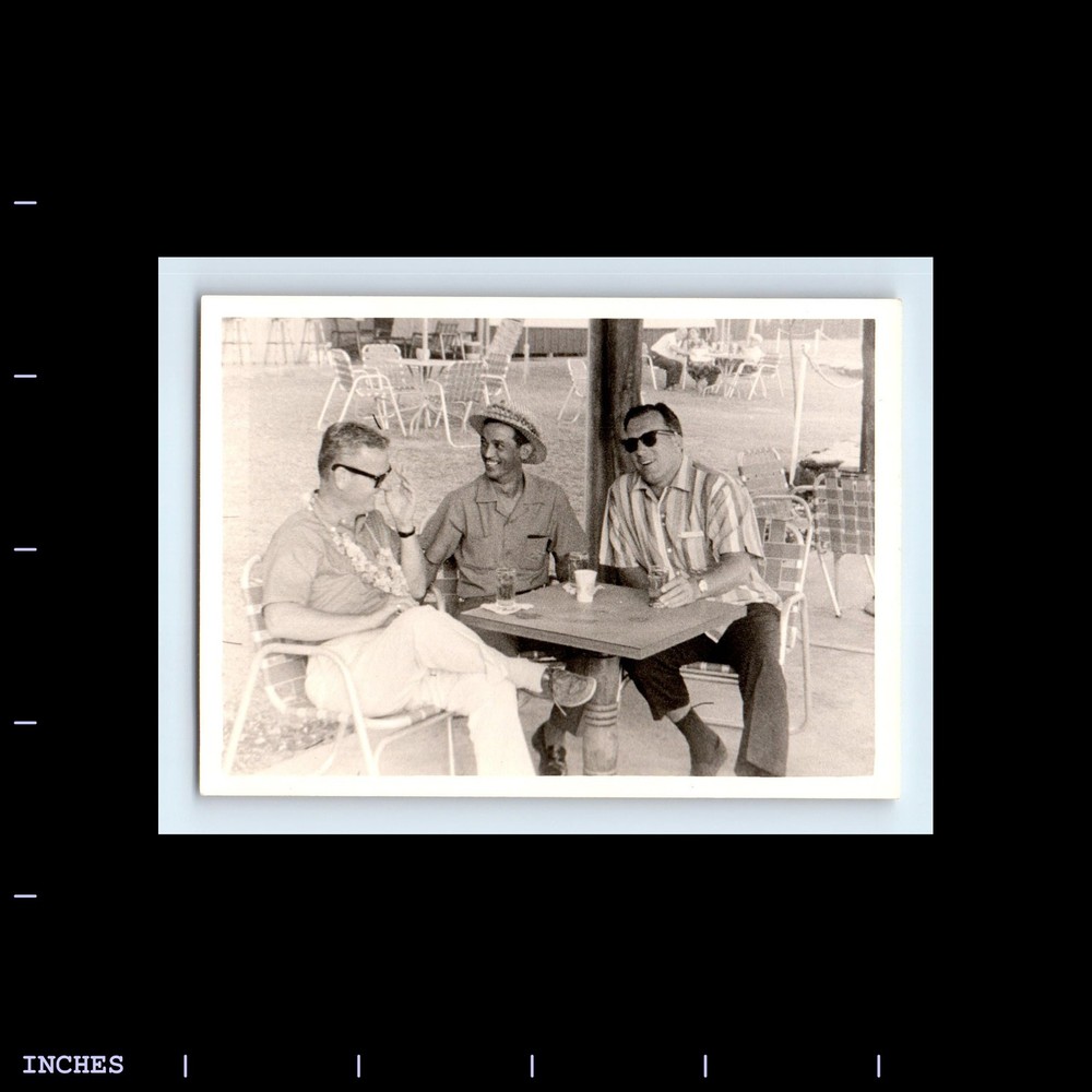 Old Vintage Photo MEN SITTING AT TABLE KONA HAWAII 1959