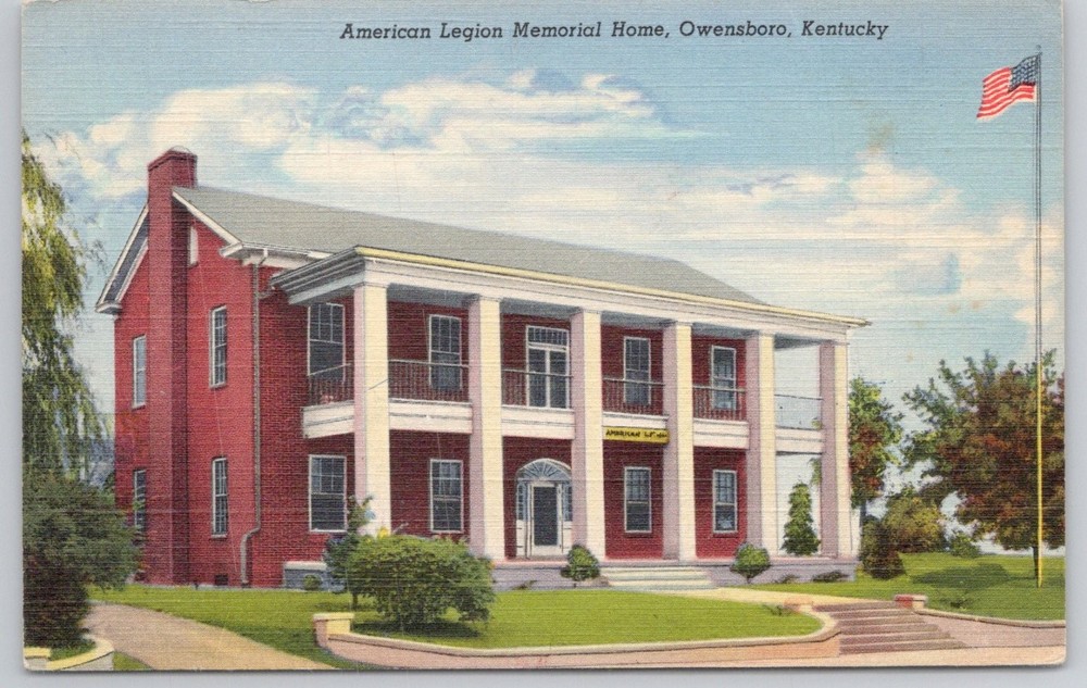 Owensboro KY American Legion Memorial Home 1935 Linen Postcard Curteich