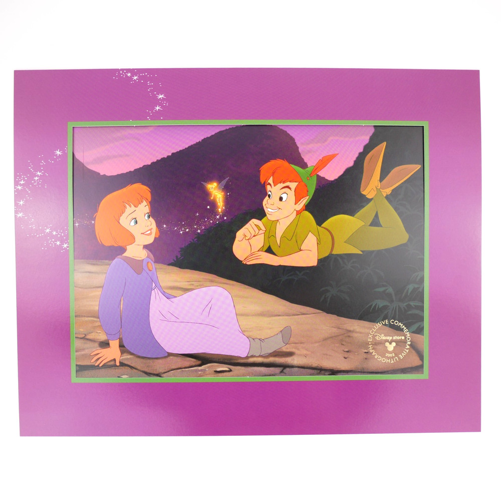Disney Store Return to Never Land Peter Pan Tinker Bell Vintage Lithograph Art