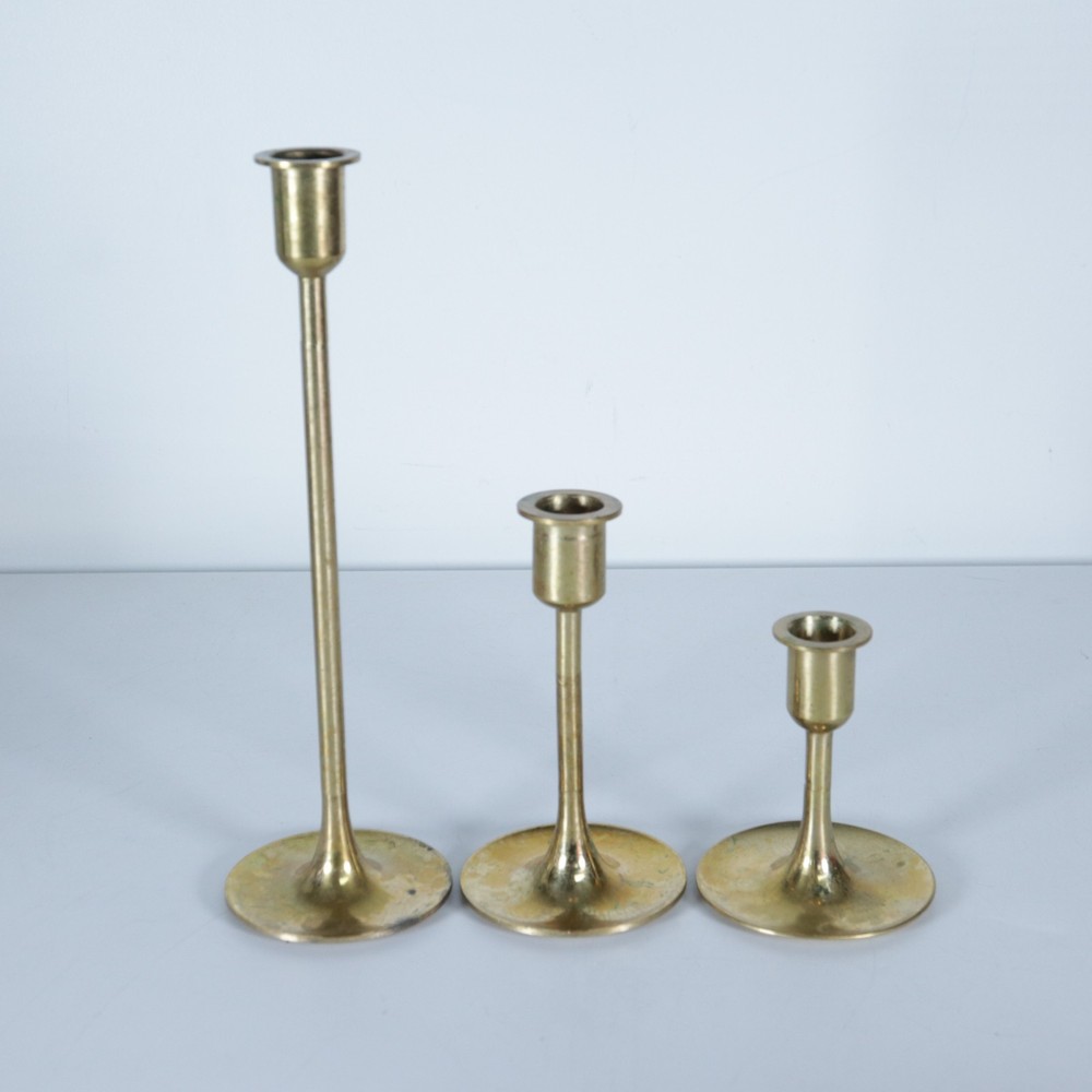 Vintage Brass Candlestick Holders Set Of 3