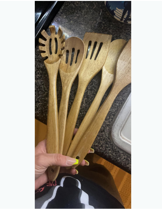 Acacia Wooden Spoons for Cooking: 5-Piece Kitchen & Cooking Utensils Set-image