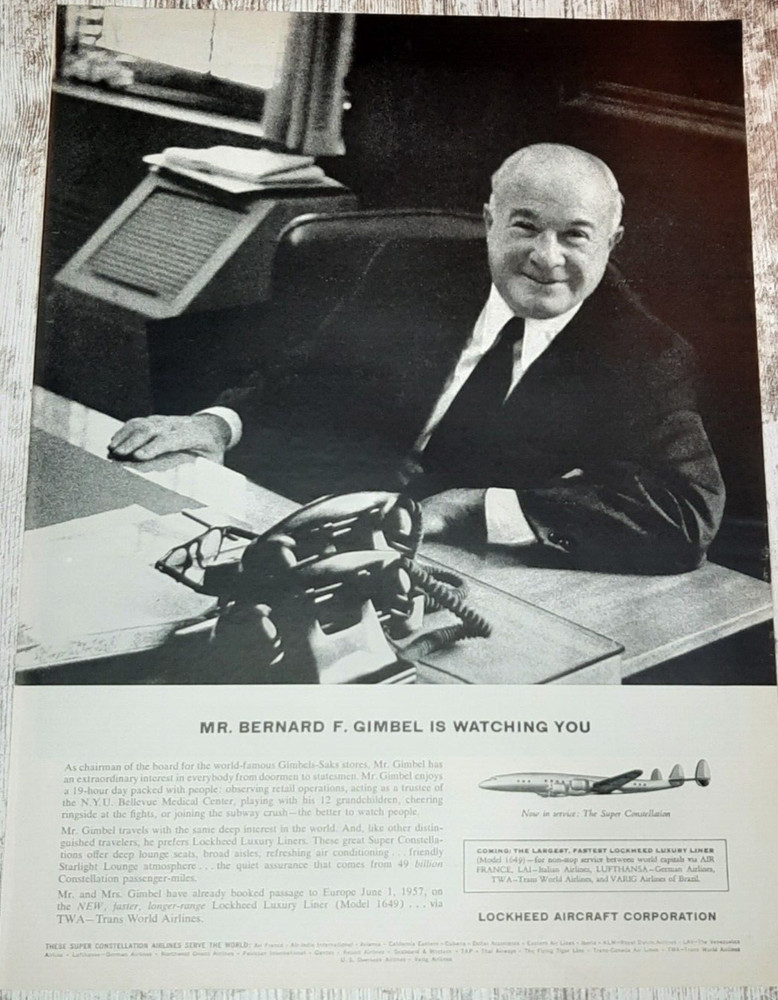 1956 Lockheed Vintage Print Ad Aircraft Super Constellation Airliner TWA Luxury