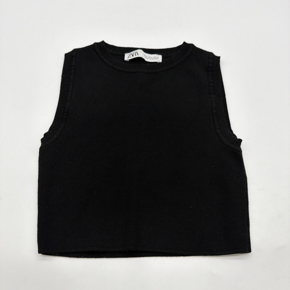 Zara Cropped Top  Women S Black Solid .#43453