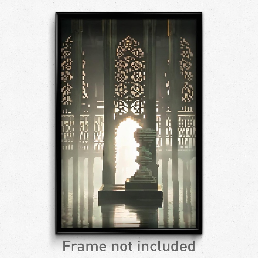 8 Bit Pixel Art Poster - Calm Ossuary Psychedelic Trippy Video Game Print
