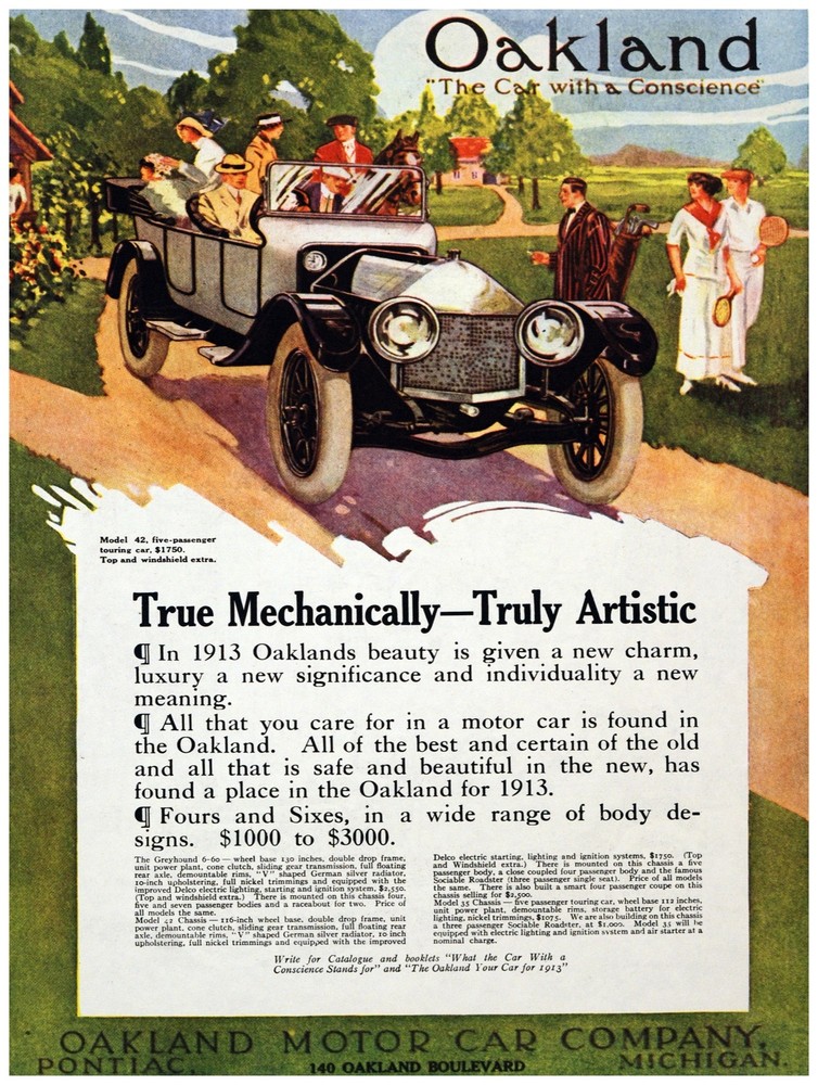 Decor Poster. Fine Graphic Art. Oakland Automobile Ad. Home Wall Design 1394