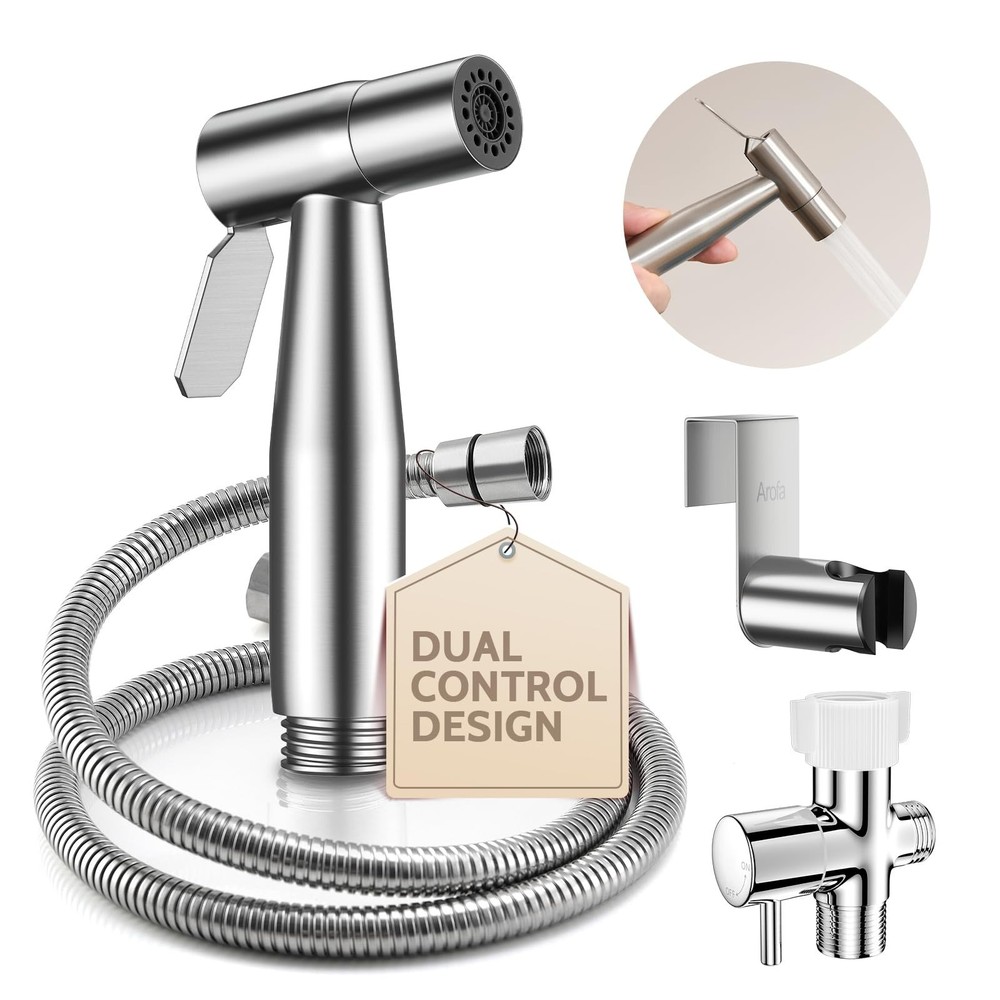 Arofa Hands-Free Handheld Bidet Sprayer for Toilet, Dual Control Mode Spray H...