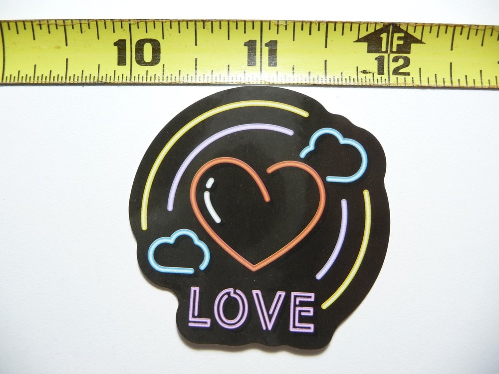 Neon Bright Vinyl Cloud Love Heart Sticker Decal