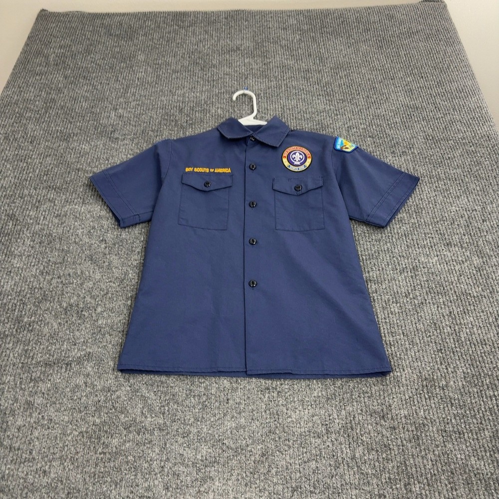 Boy Scouts of America Shirt Youth M Blue Cotton Poly Patch Short Sleeve Uniform