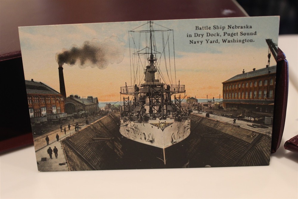 Great White Fleet Postcard -Battleship Uss Nebraska Dry Dock Early 1900'S W35