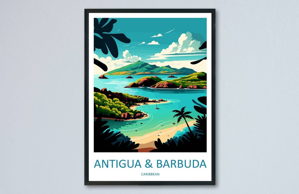 Antigua And Barbuda Travel Print Wall Art Antigua And Barbuda Wall Hanging Home