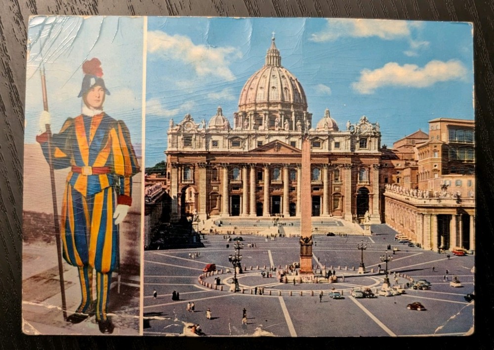 VATICAN CITY 1961 POSTCARD St. Peters Square Rome Italy to Germany Airmail Card