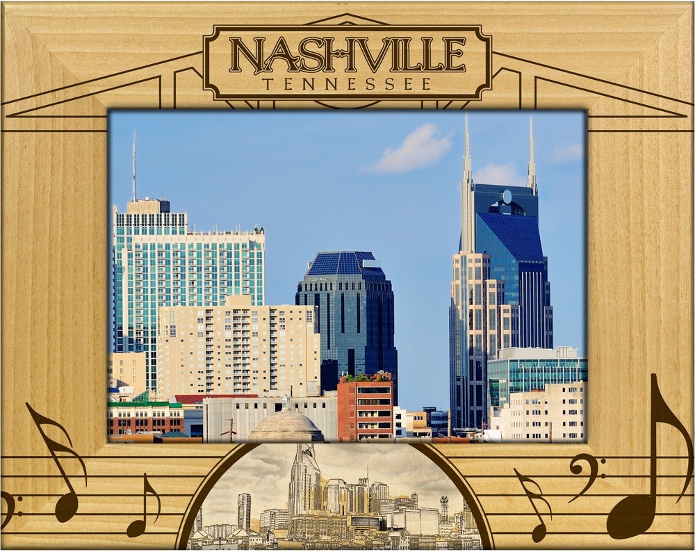 Nashville Tennessee Skyline Laser Engraved Wood Picture Frame Landscape (4 x 6)
