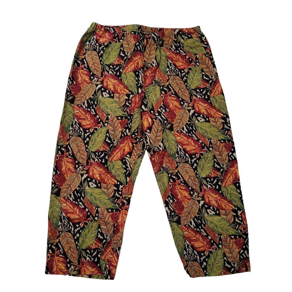 Chico's  Size 0 US S 100% Linen Tropical Straight Leg Cropped Pants Vacation