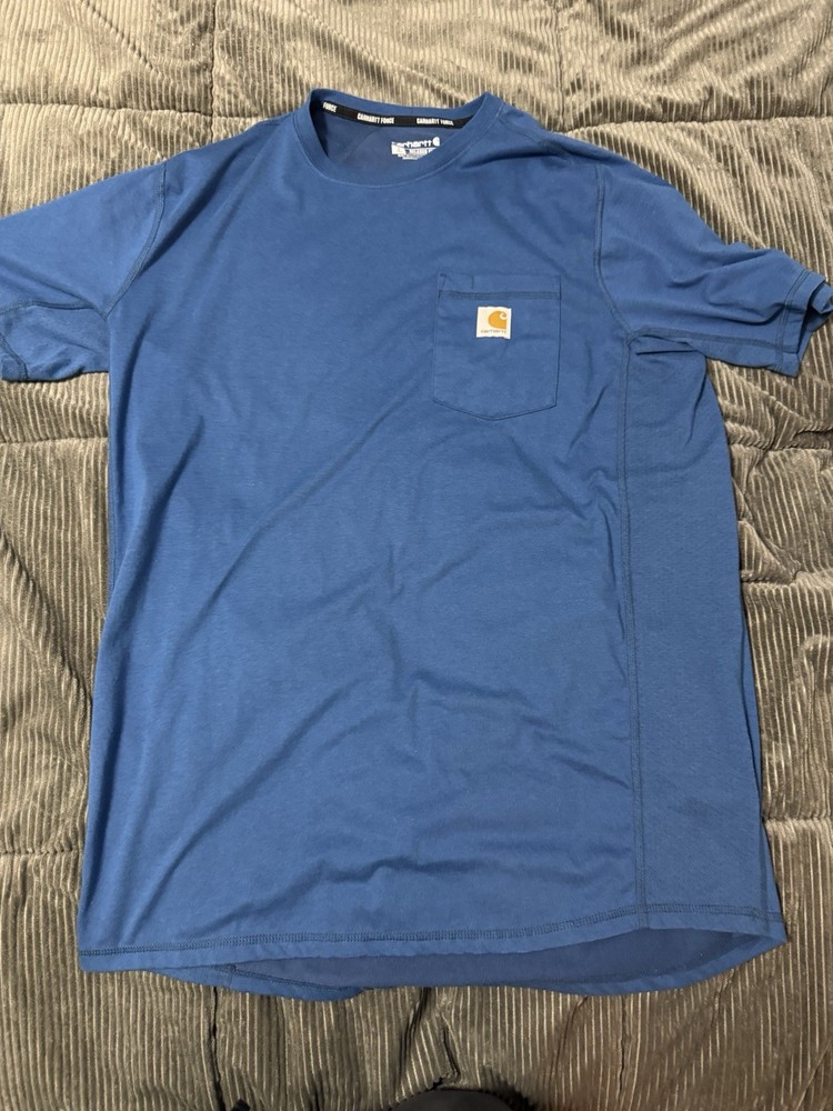 Carhartt Force Men's Blue Cotton Relaxed Fit Pocket T-Shirt L Tall