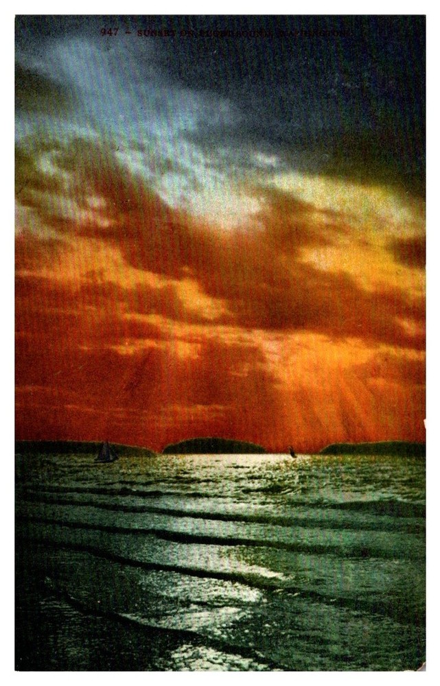 c1910 Sunset On Puget Sound Washington Vintage Postcard
