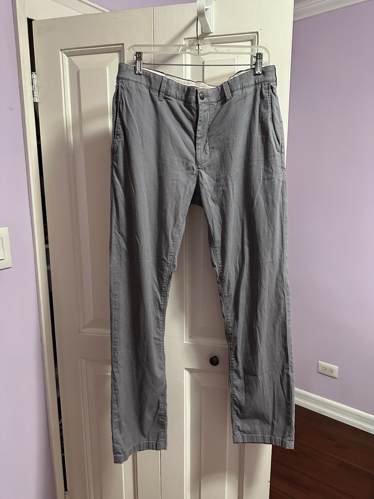 Faherty Coastline Chino Pants Mens 34x31 Grey Organic Cotton