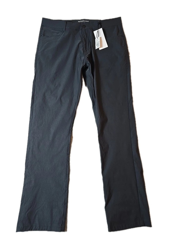 Kenneth Cole Men's 5-Pocket Tech Pants Slim Fit Flex Stretch 38/32 Charcoal