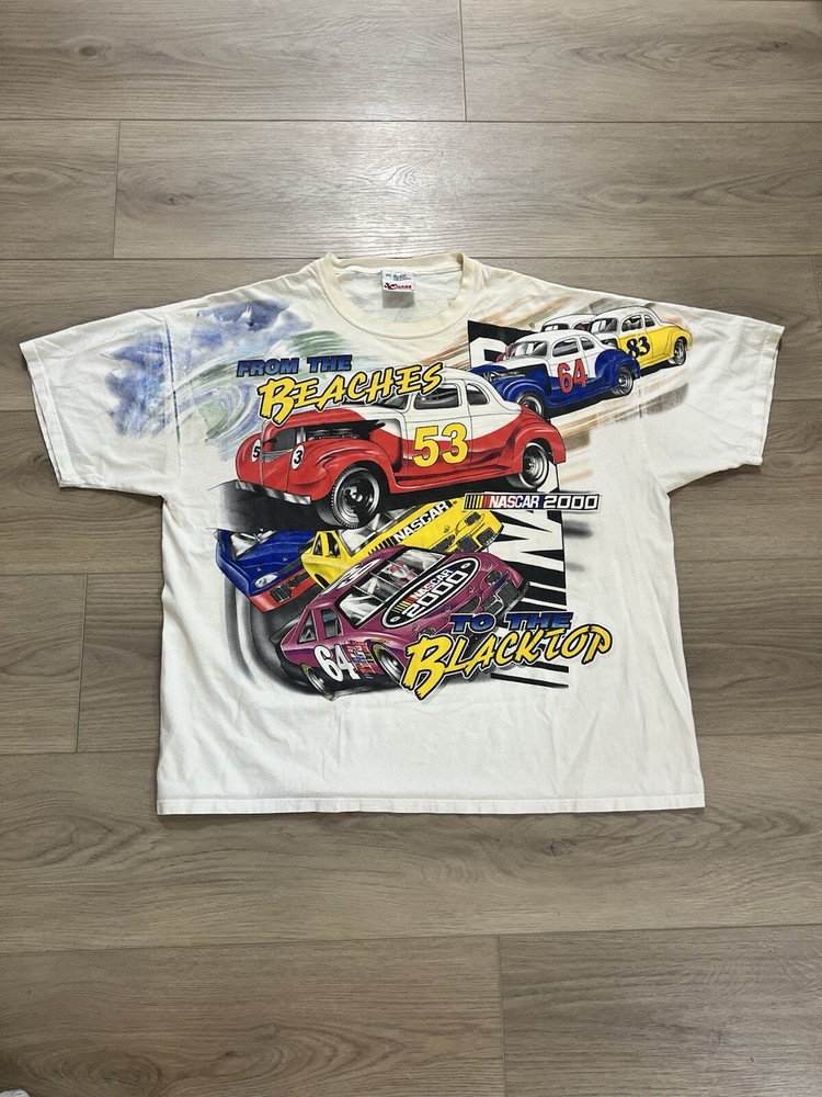 Vintage Y2K NASCAR 2000 “From The Beaches To The Blacktop” AOP Tee 2XL