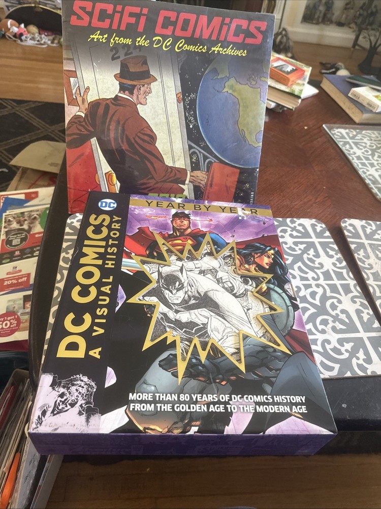DC Comics: A Visual History & DC Comics Sci-fi Comics Art  Lot of 2 books