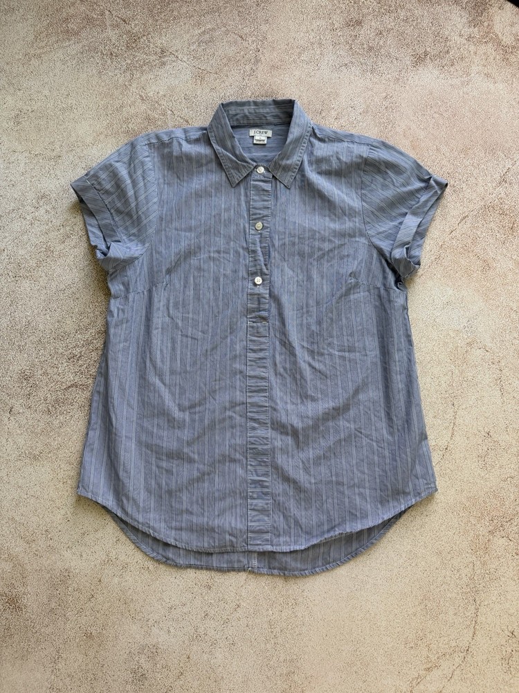 J.CREW Women's Striped Short Sleeve Button Down Shirt Size M