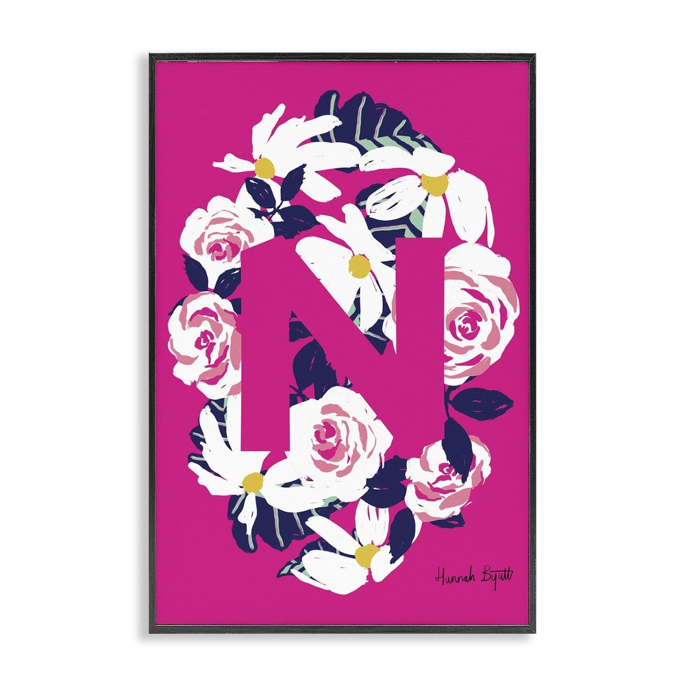 Floral Bloom Letter N Framed Giclee Art Design by Hannah Louise Byatt