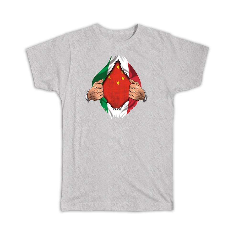 Gift T-Shirt : China Italian Flag Chest Chinese