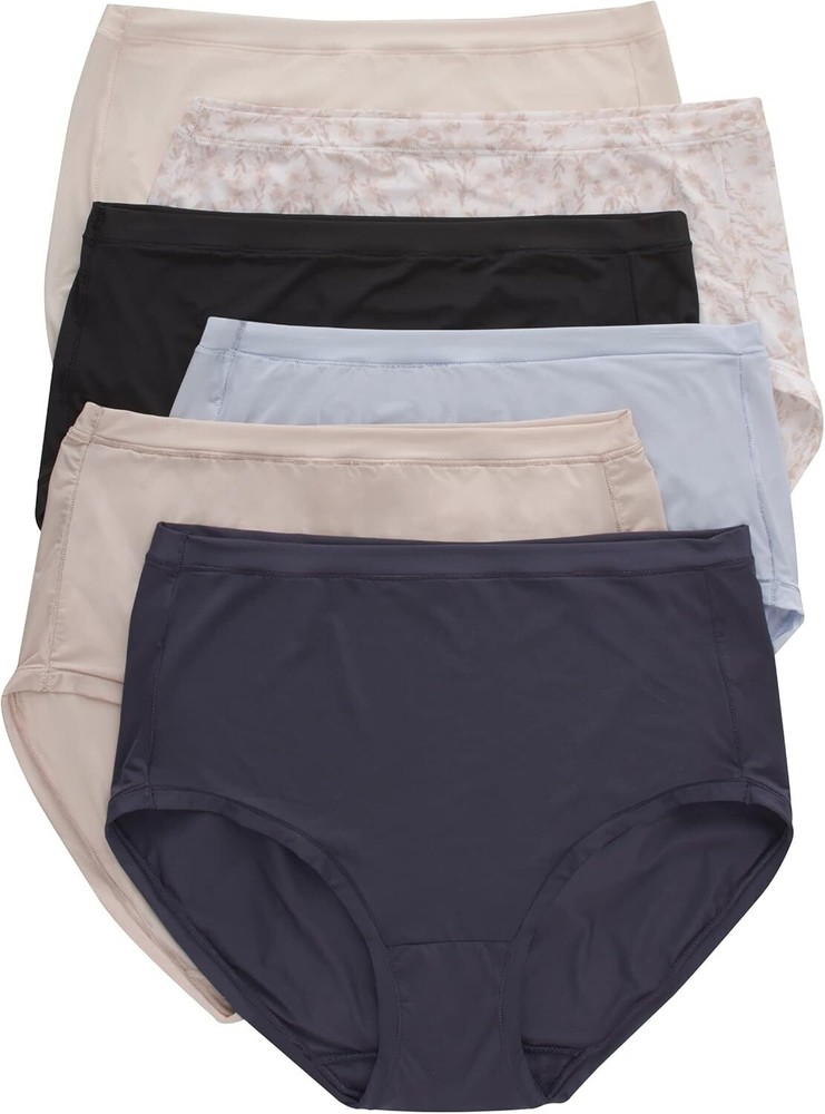 Hanes Women's Microfiber Stretch Underwear Pack, Comfort Flex Fit Brief Bikini o