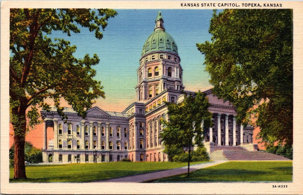 Dr Jim Stamps Postcard Kansas State Capitol Topeka Linen Unposted