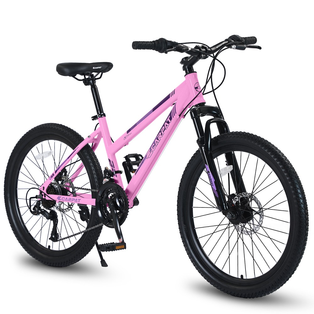 24 Inch 21 Speeds Mountain Bike for Teenagers Girls with Dual Disc Brakes