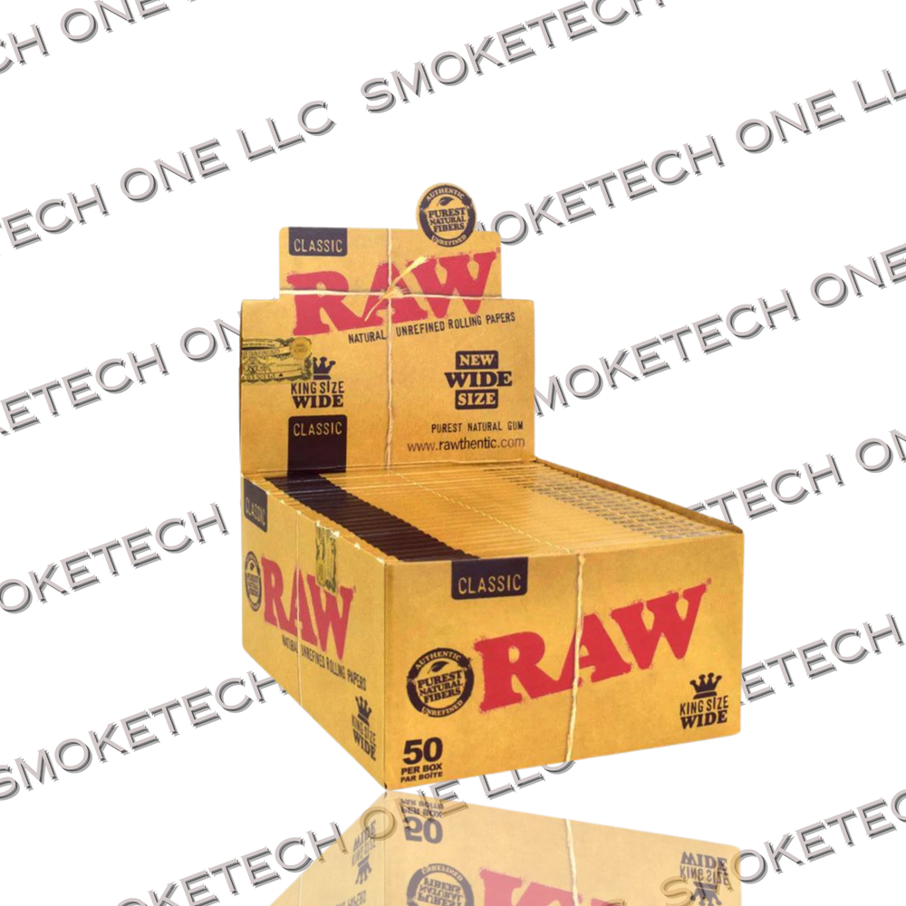 RAW Classic King Size Wide Rolling Papers - 50 Pack Display  