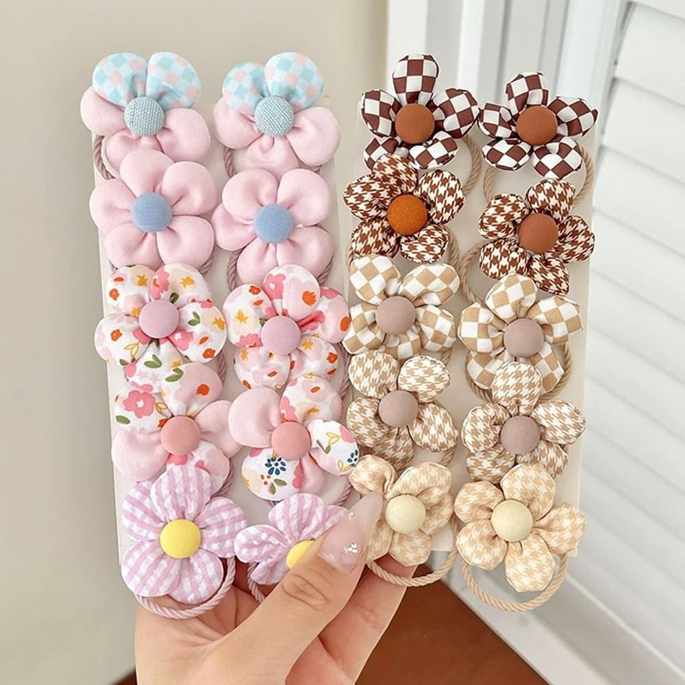 20Pcs Girls Hair Ties Toddler Hairties No Damage,Colorful Flower Hair Ties Kids
