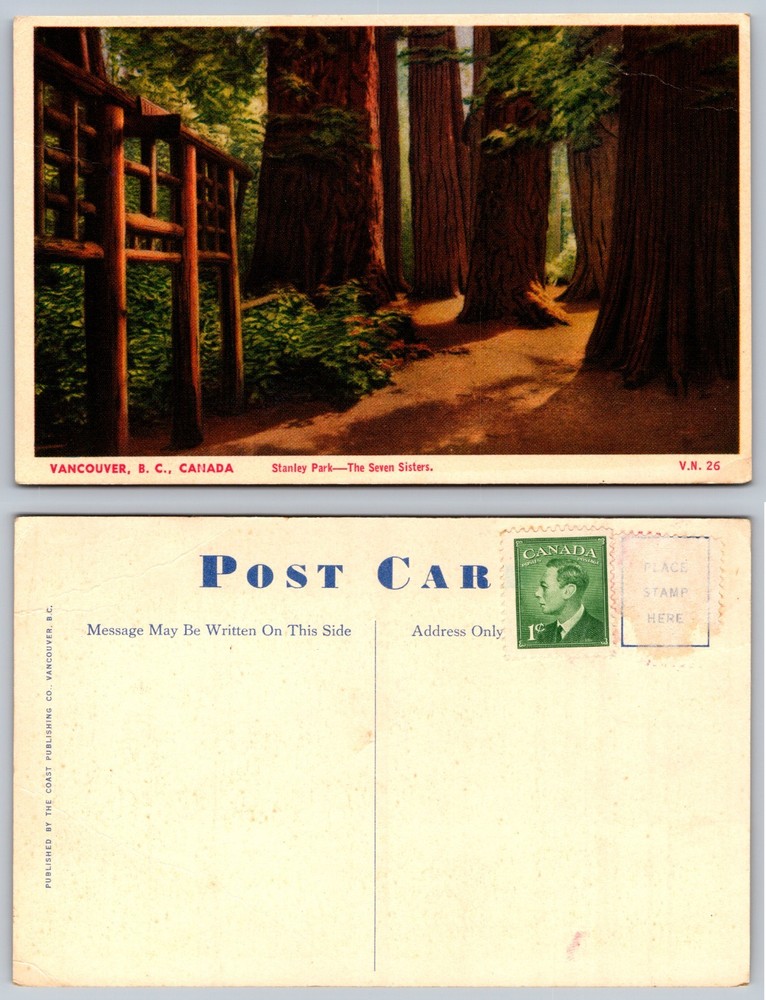 Vancouver Canada Stanley Park Seven Sisters Postcard