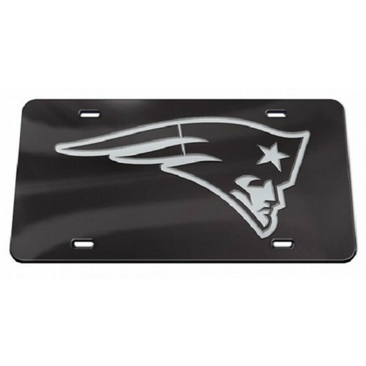 new england patriots nfl football team logo black crystal laser license plate