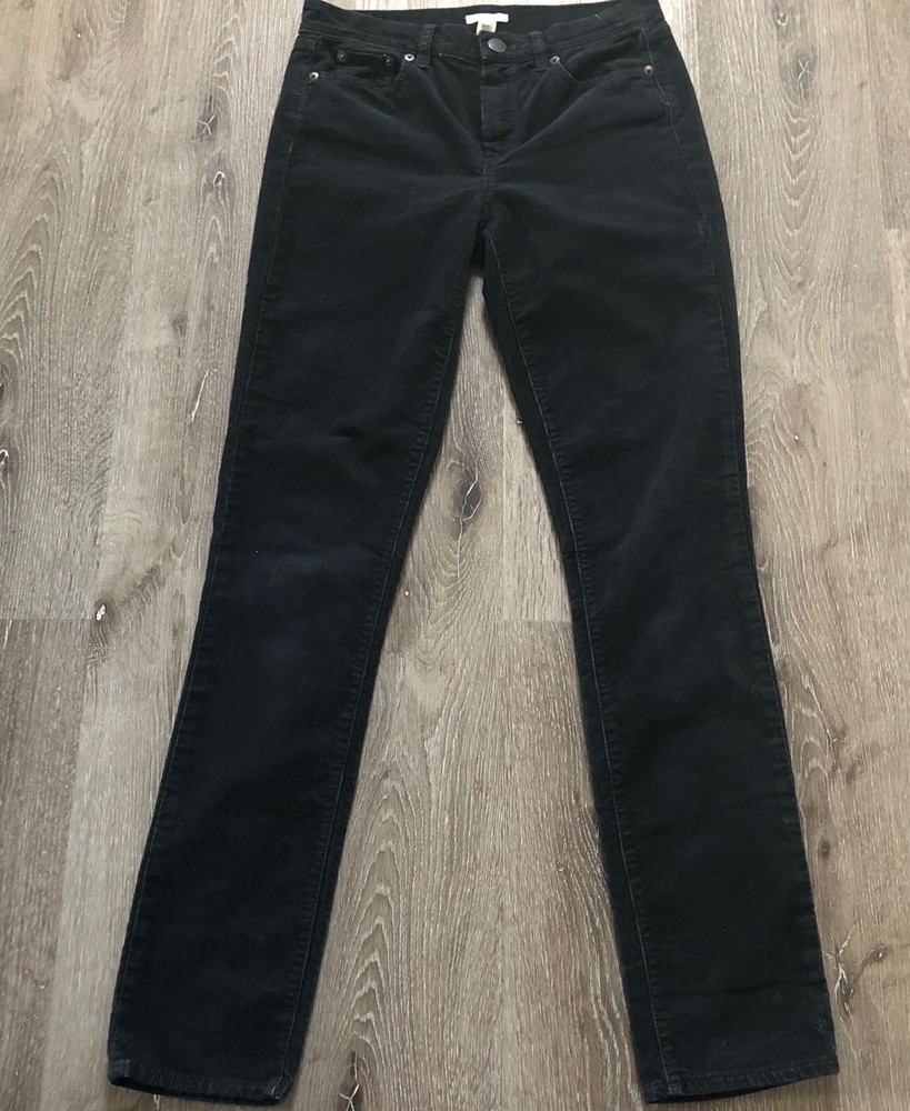 J Crew High Rise Skinny Cords Corduroy Pants Black Stretch Cotton Blend Sz 27