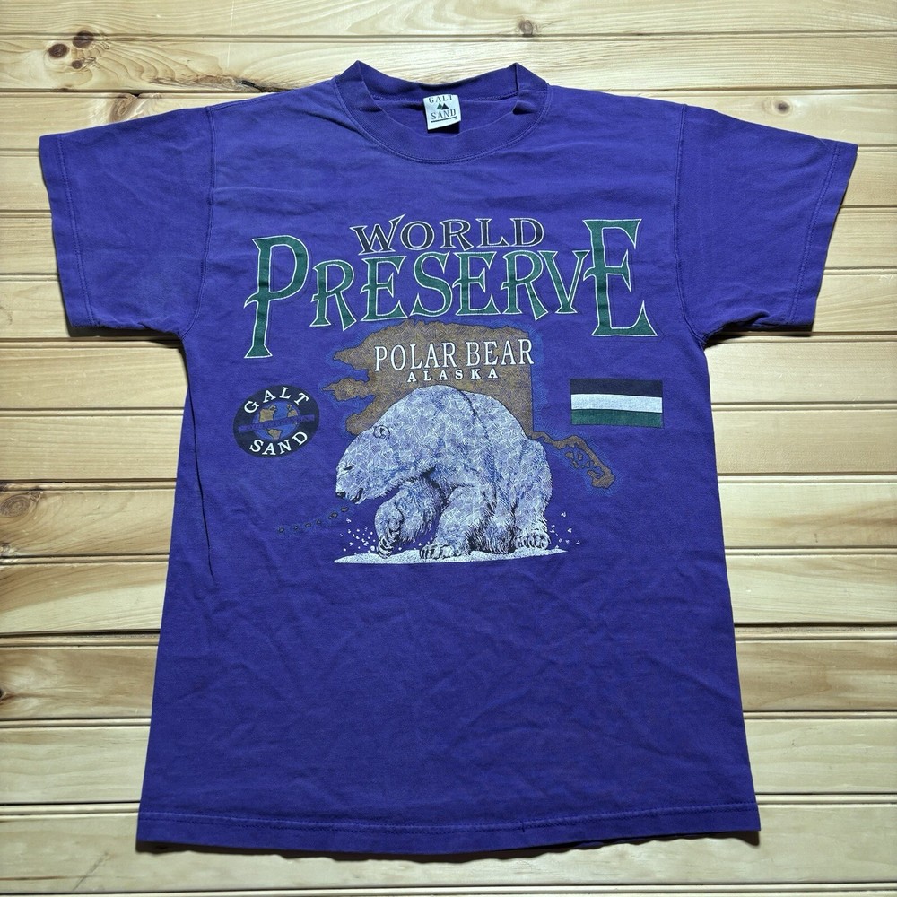 Vintage 90s World Preserve Polar Bear Alaska Galt Sand Last Frontier Shirt Small