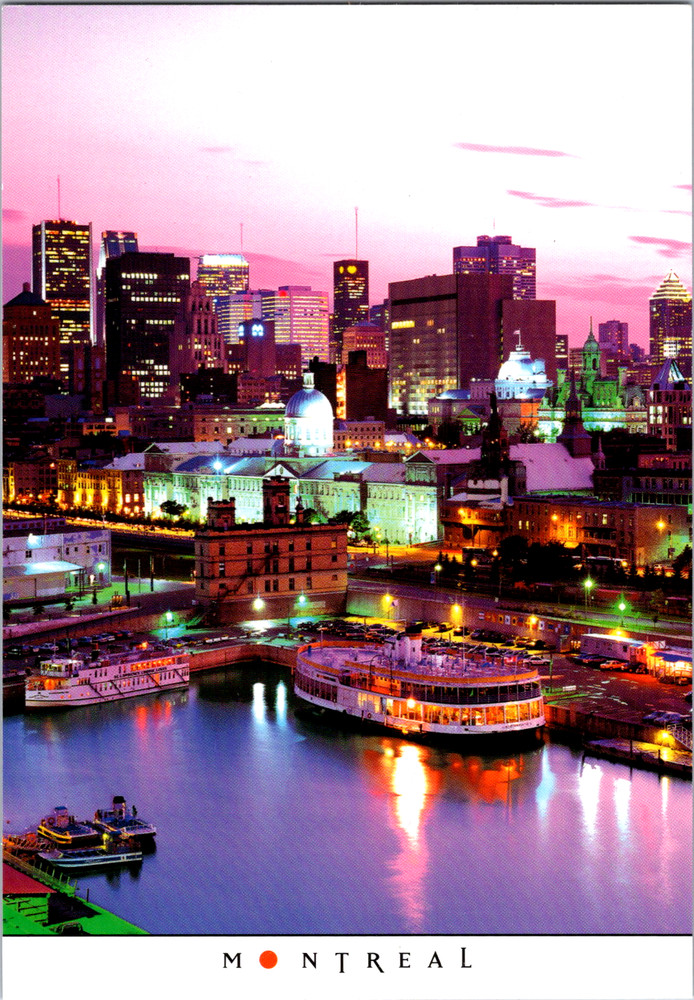 Vintage Postcard Old Port Waterfront Montreal Canada