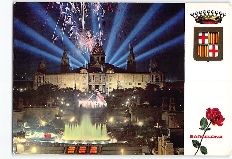 Postcard Magic Fountain of Montjuïc National Palace Barcelona Spain