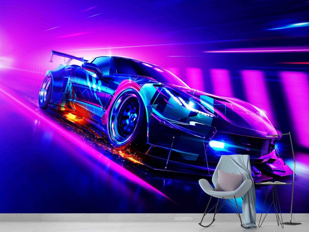 3D Sports Car Digital Image Wall Murals Wallpaper Murals Wall Sticker 2