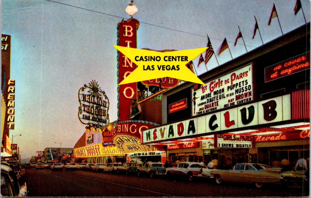 Vintage Postcard Nevada Club Fremont Street Las Vegas