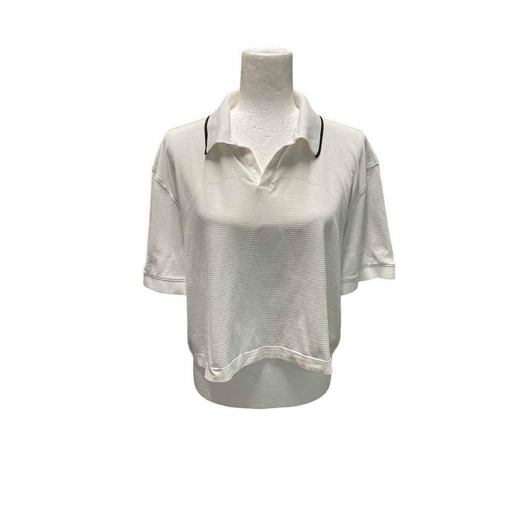 Lululemon Swiftly Tech Relaxed-Fit Short Sleeve White Cropped Polo Shirt Sz 12