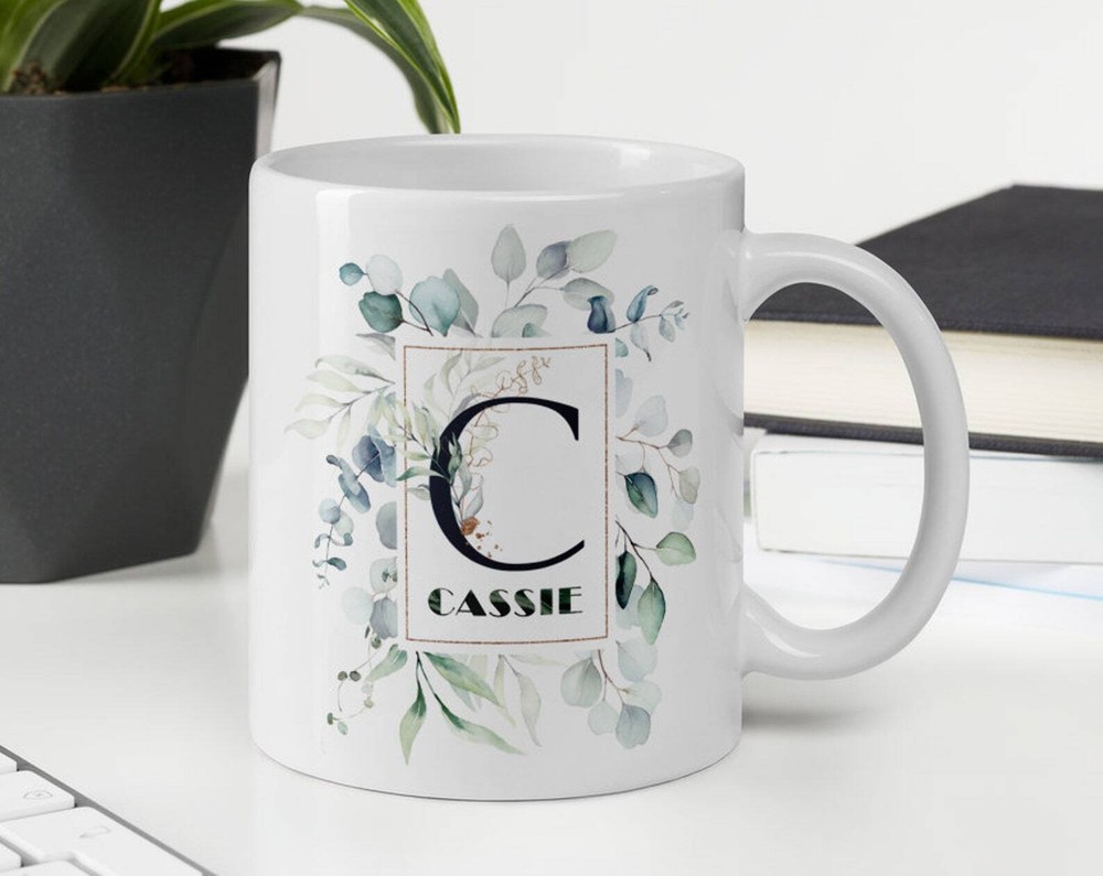 Women’s Personalize Monogram Letter Floral Mug