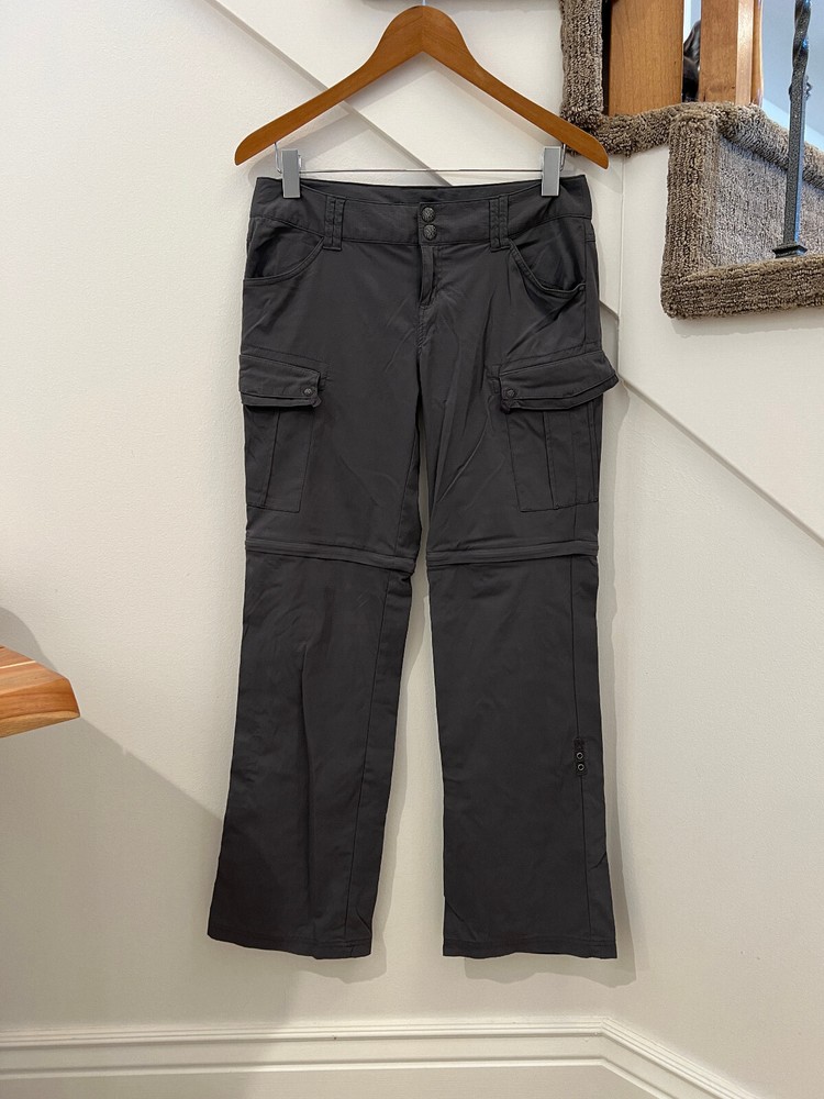 Prana Cargo Pants Stretch Tan Hiking Roll up Hem Convertible~~ Women Size 6