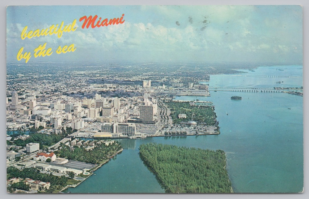 State View~Miami Florida~Biscayne Bay~Vintage Postcard