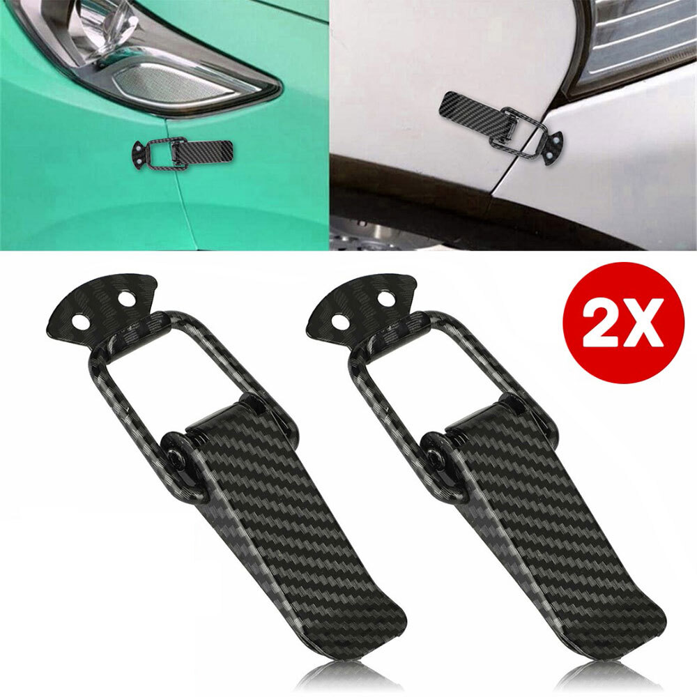2X Black Car Bumper Quick Release Hook Lock Clip Fasteners Tool