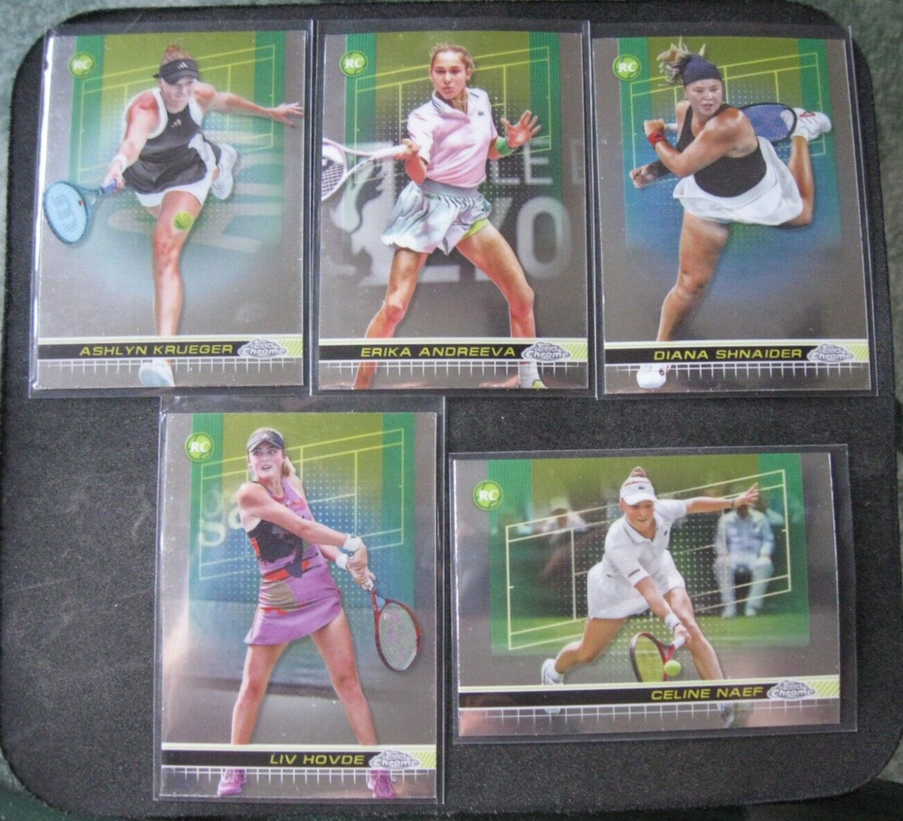 2024 TOPPS CHROME 5-CARD RC WOMENS TENNIS LOT Krueger/Andreeva/Hovde/Naef/Shnaid