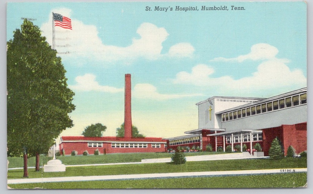 St. Mary's Hospital Humboldt TN Linen Postcard 1954 Curteich