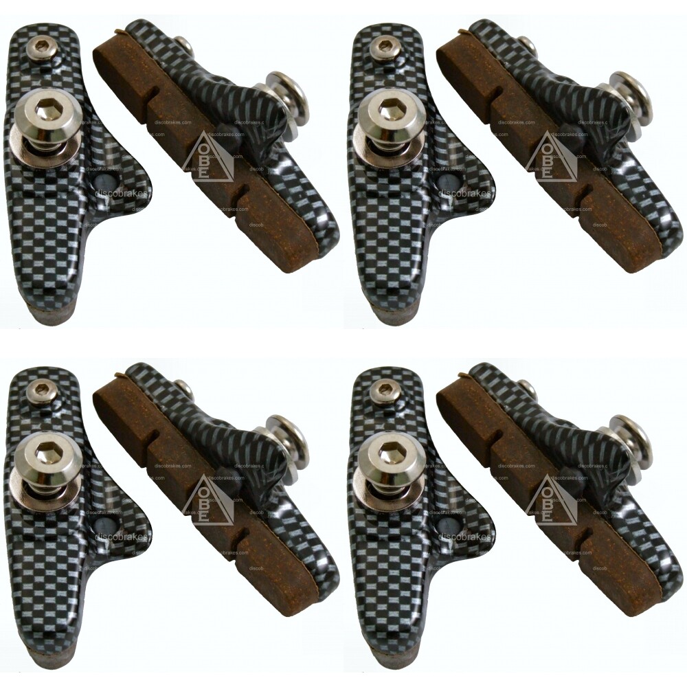 4Pairs Shimano Dura-Ace Ultegra Compat Carbon Ano Holder + Carbon Rim Brake Pads-image